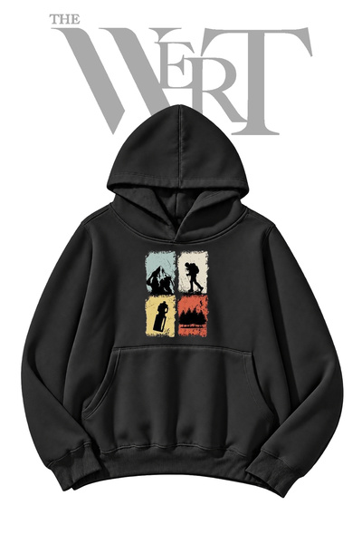 THEWERT Hiking Pre-Printed Black Hooded Sweatshirt (2-Ply)