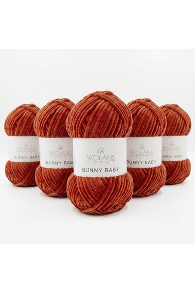 WOLANS Bunny Baby 27 Cinnamon Velvet Yarn, Chenille Yarn for Shawls, Blankets...