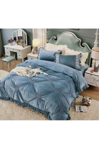 JOJO HOME Lenjerie de pat dublă, Jojo Home, Catifea, 4 piese, 2 persoane, 230...