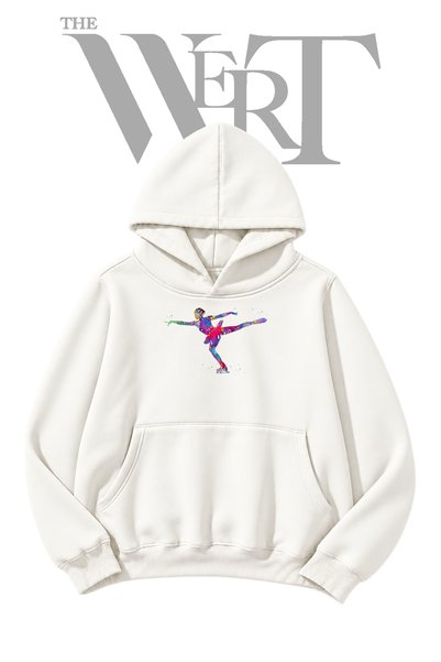 THEWERT Figure Skating Pre-Printed White Hooded Sweatshirt (2-Ply)