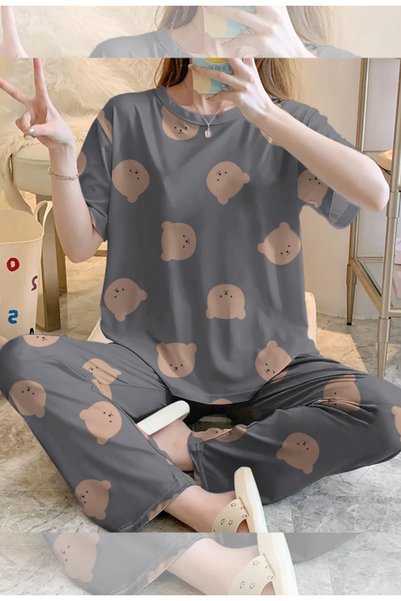 kuzey homewear Bear Hug Women's Short-Sleeve Pajama Set