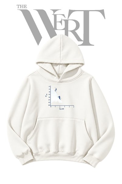 THEWERT سويت شيرت أبيض بغطاء للرأس، مطبوع عليه شعار "Skier Graph" (خيطان).