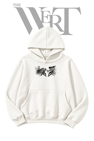 THEWERT Fencing Duel Pre-Printed White Hooded Sweatshirt (2-Ply)