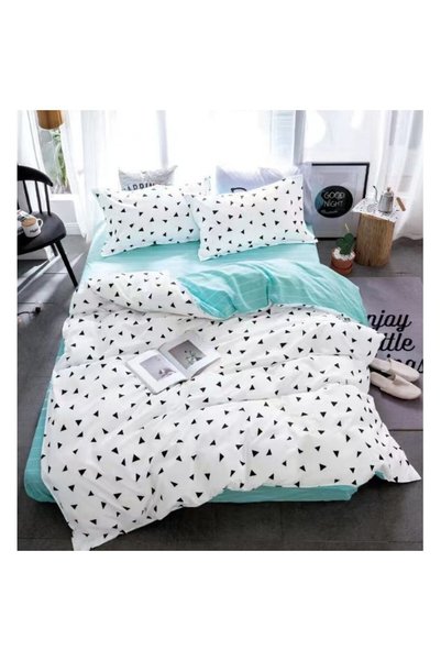 OEM Bed Linen, Satin Cotton, 7 Pieces, 1 Person, 225x250cm, Triangle Print, M...