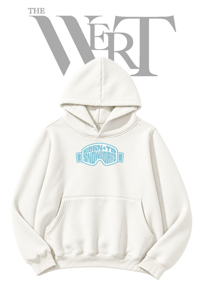 THEWERT Snowboard Goggles Pre-Printed White Hooded Sweatshirt (2-Ply)