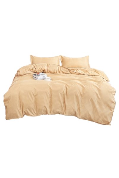 OEM Lenjerie de pat pentru pat dublu, cearșaf cu elastic, damasc, 4 piese, 2 ...