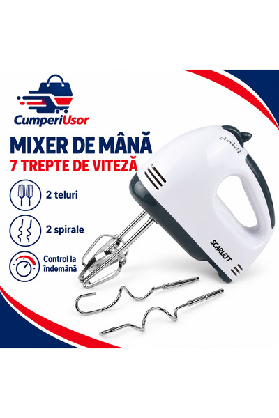 CUMPERIUSOR Mixer de mână cu 7 viteze, 2 teluri și 2 spirale