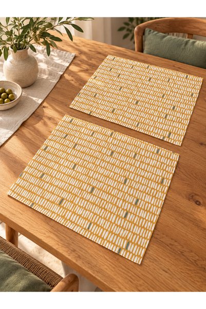 megi concept Leke Tutmaz 2’li Amerikan Servis Seti 35x45 cm | Hardal Sarısı B...
