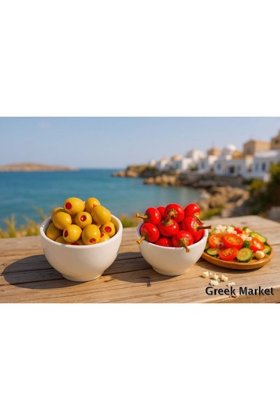 Generic Masline verzi umplute cu ardei gras rosu 500g
