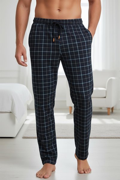 Jiber Erkek Ekose Desenli Pijama Altı Rahat Kesim
