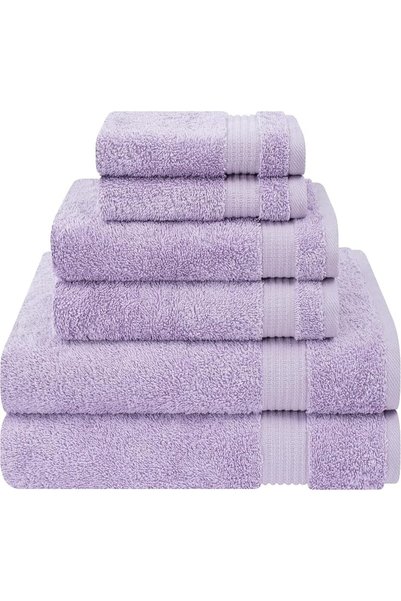 TERRIFI 6 Piece Towel Set, 100% Turkish Cotton Bathroom Accessories, Soft Abs...