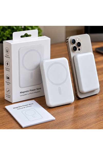CUMPERIUSOR Magnetic External Battery for iPhone – MagSafe Compatible, White