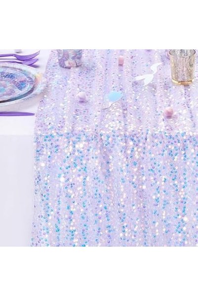 GENERAL Sequin Iridescent Table Runner Table Runners Sparkly Lavender Fabric ...