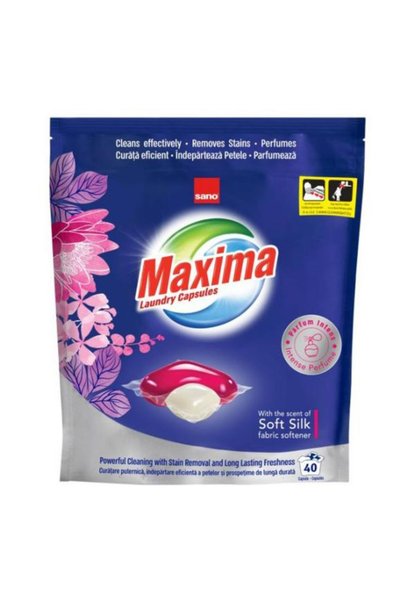 Sano Κάψουλες Απορρυπαντικού Πλυντηρίου - Maxima Gel Capsules Soft Silk, 40 τεμ.