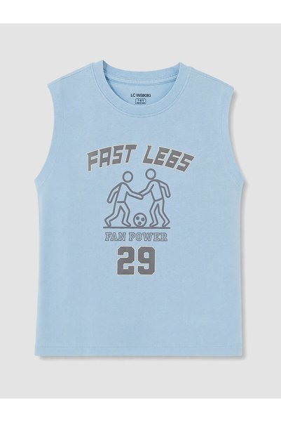LC Waikiki Standard & Regular Sleeveless Boys' Tank Top with Blue Print, Feat...