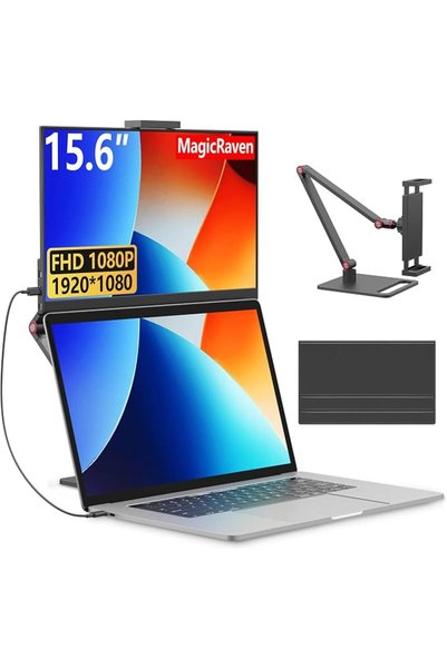 GENERAL شاشة محمولة MAGICRAVEN مقاس 15.6 بوصة مع حامل قابل للطي وضبط الارتفاع...
