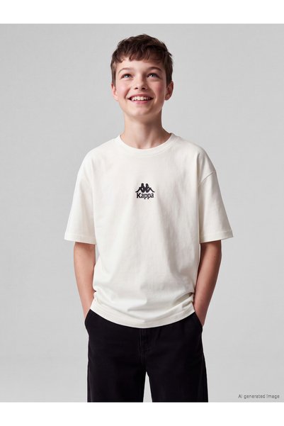 LC Waikiki Kappa LCW Kids Ecru Printed Boys' Soft-Touch T-Shirt, Exclusively ...