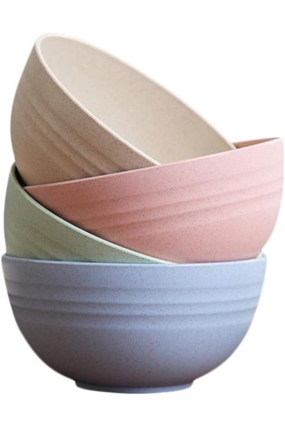 Cranviech 4pcs Wheat Straw Bowls Tableware Set, Unbreakable Cereal Bowls Heal...