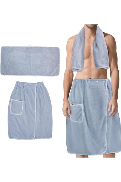 TERRIFI Men's Soft Microfiber Towel Wrap Bathrobe with Adjustable Waist, Ligh...