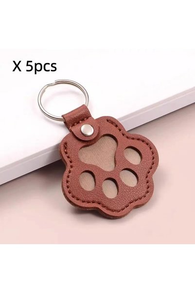 Choice 5pcs Brown Dog Hair Collector Keychain Leather Pet Memorial Keepsake F...