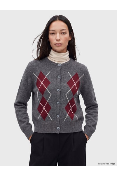 LC Waikiki Crew Neck Diamond Patterned Women's Knitwear Cardigan