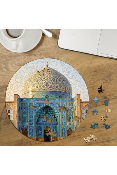 puntodizayn لغز خشبي دائري مكون من 272 قطعة، بتصميم مسجد الشيخ لطفي، قطع خاصة...