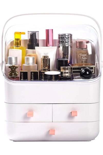 TRASSLE Makeup Organizer Box,Cosmetic Dresser Drawers Desktop Makeup Organize...