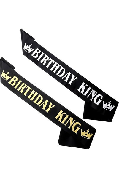 KASTWAVE 2 Pcs Premium Birthday Sash for Men and Boys, Black Satin Celebratio...