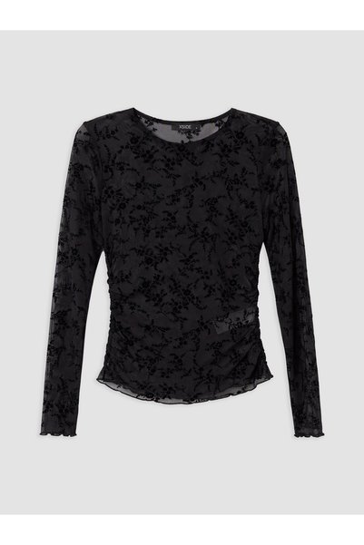 LC Waikiki Özmarka New Season Black Crew Neck Lace Blouse