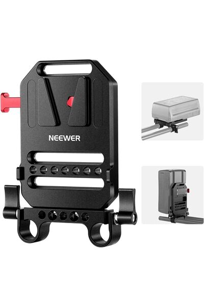 NEEWER لوحة بطارية V Mount مع مشابك مزدوجة بقطر 15 مم، ومقابس بقياس 1/4 بوصة ...