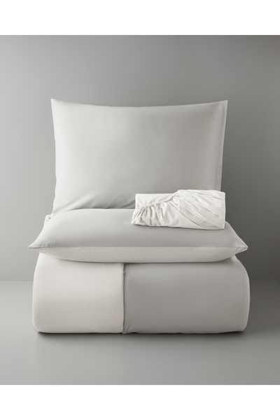 English Home Muse Pamuk Saten King Size Çarşaflı Nevresim Takımı 240x220 cm Taş Rengi-Ekru