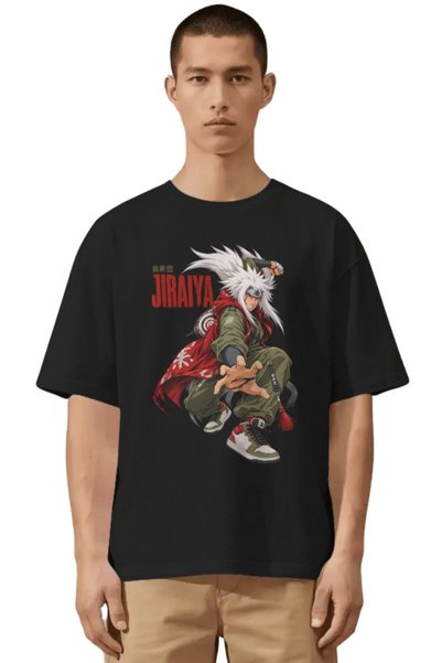 SEVBANO Unisex Oversized Jiraiya Naruto Anime Character Pre-Printed Premium T...