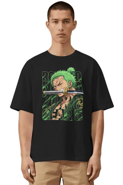 SEVBANO Uniseks prevelika majica sa prednjim printom lika Roronoa Zoro Gear 5...