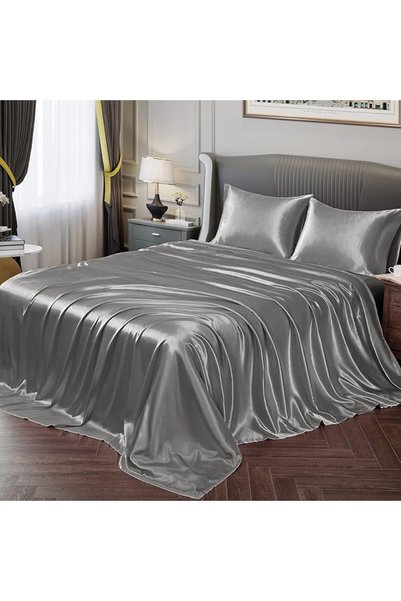 GENERAL Fontei Soft Silky Satin Full Size Bed Sheet Set, Beige Amber, 1 X Fit...
