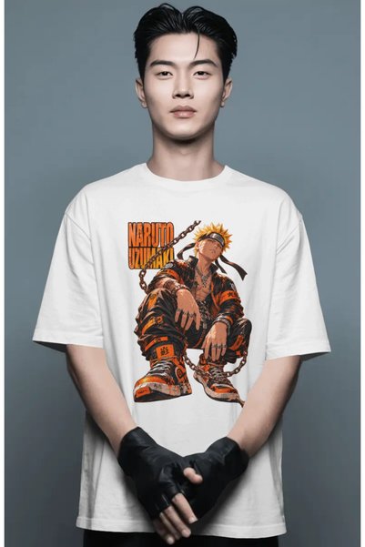 SEVBANO Unisex Oversized Naruto Uzumaki Anime Character Pre-Printed Premium T...