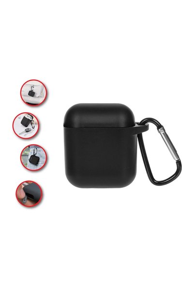 JMB Husă Neagră pentru AirPods cu Clips Metalic – Protecție la Zgârieturi și ...