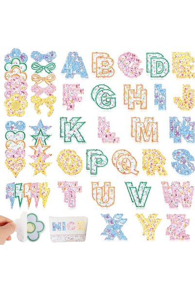 TERRIFI 78Pcs Self-Adhesive Letter Patches for Bags, Multicolor Fabric Alphab...