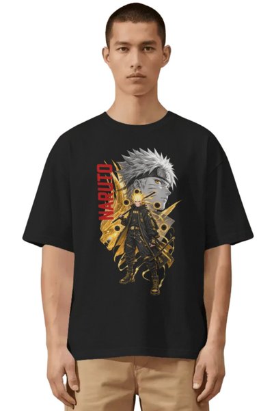 SEVBANO Unisex Oversized Naruto Uzumaki Anime Character Pre-Printed Premium T...