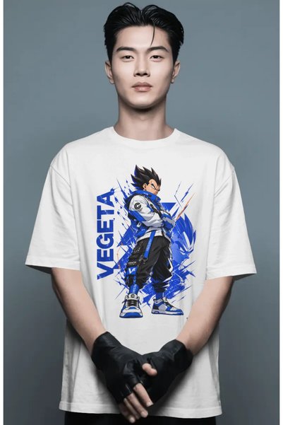 SEVBANO Unisex Oversized Vegeta Dragon Ball Anime Character Pre-Printed Premi...