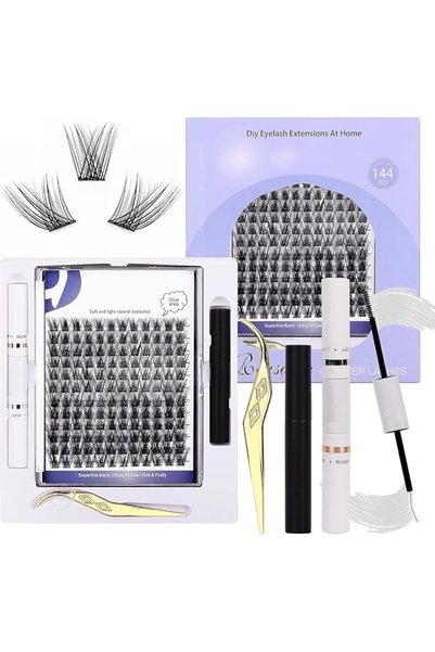 Paporich 144PC D Curl Individual Lash Extension Kit, 10-16mm Wispy Cluster La...