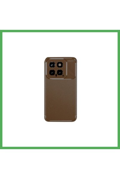 Nur store Çanta Mi 14T Compatible Case with Auto Focus Carbon Cover - Brown B...