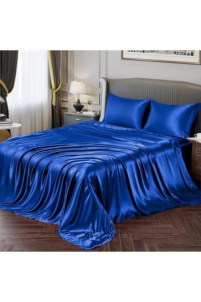 GENERAL Fontei Soft Silky Satin Full Size Bed Sheet Set, Beige Amber, 1 X Fit...