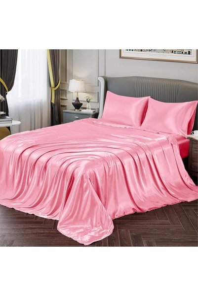 GENERAL Fontei Soft Silky Satin Full Size Bed Sheet Set, Beige Amber, 1 X Fit...