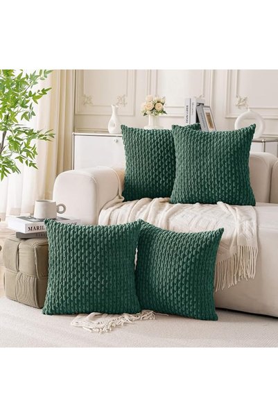 Cozoomy Kozumi 4 Pack Decorative Pillow Covers, Ribbed Velvet Throw Pillow Co...