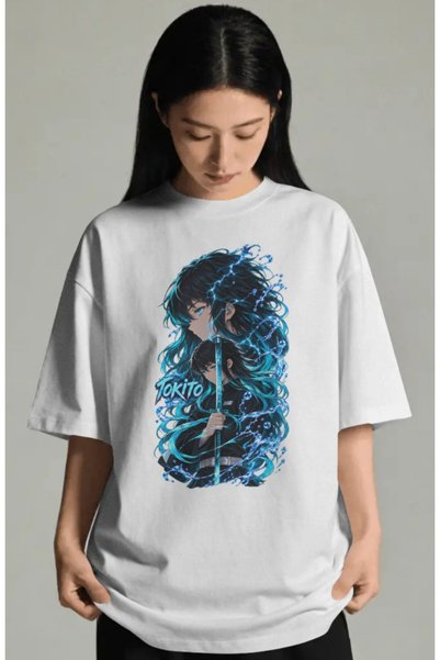 SEVBANO Tricou premium unisex oversize cu imprimeu pe față cu personajul Muic...