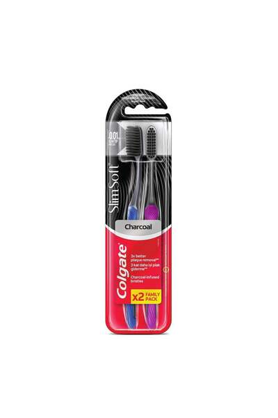 Colgate Slim Soft Charcoal Toothbrush, 1+1 Free Multicolor