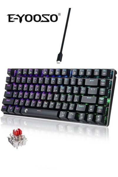 e-yooso Z-88 English&Arabic RGB Mechanical Gaming Keyboard, Metal Panel, Line...