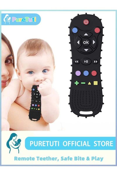 PureTuti قفاز سيليكون لتخفيف آلام التسنين، قطعتان مع حزام قابل للتعديل، صوت م...