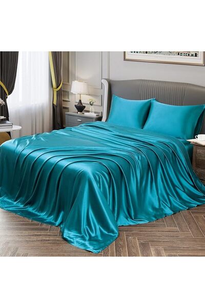 GENERAL Fontei Soft Silky Satin Full Size Bed Sheet Set, Beige Amber, 1 X Fit...
