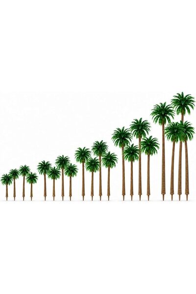 GENERAL 20 Pack Mini Palm Tree Model Set, Mixed Size Artificial Coconut Trees...